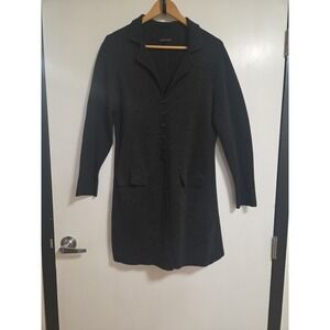 Eileen Fisher Womens Merino Wool Front Button Closure Fall Midi Dress M Gray